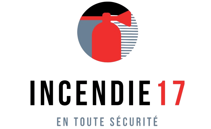 Incendie 17 – Entreprise de sécurité incendie Logo d’Incendie 17, entreprise spécialisée en sécurité incendie, avec un pictogramme d’extincteur rouge et le slogan “En toute sécurité”.
